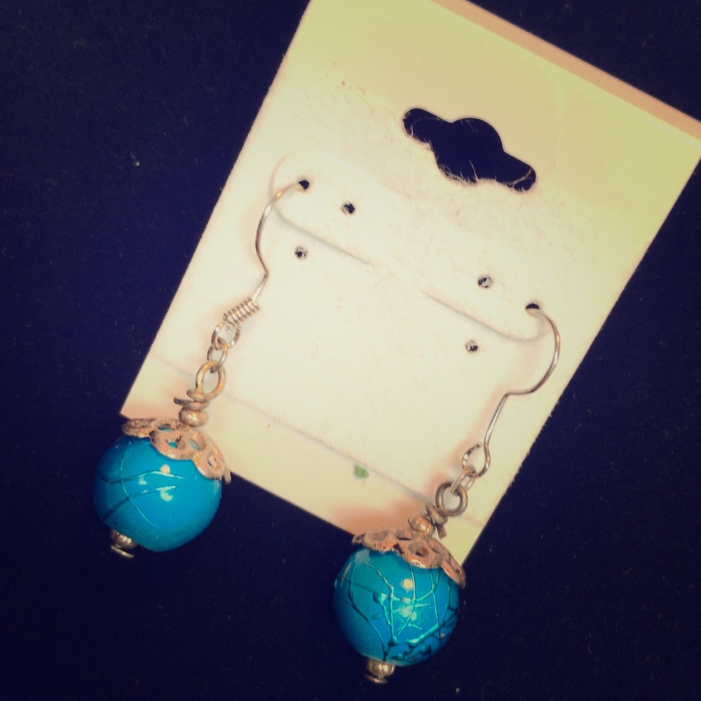 Blue Beaded Earrings